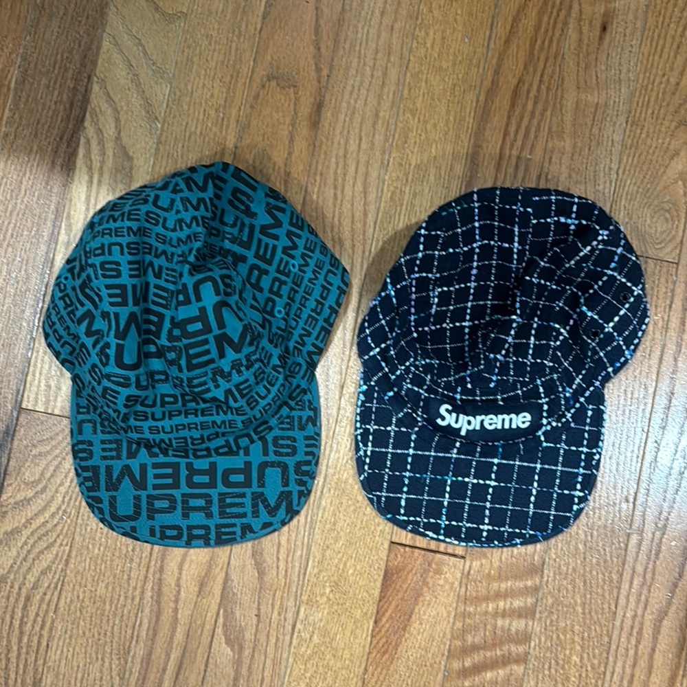 Supreme Caps in Green and Black Patterns
